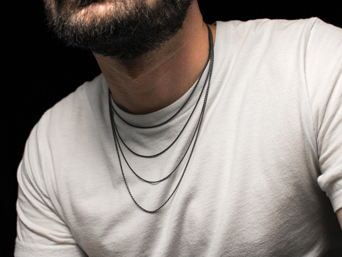 1.5mm (030) Blackened Rope Chain